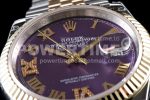 Rolex DateJust 36 SS/YG 126233 EWF Gold Wrapped 904L Steel Purple Dial Diamond Roman Markers on Jubilee Bracelet SA3235 Super Clone Watch - Image 4