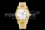 Rolex Day Date 40 YG 904L Steel GMF 1:1 Best Edition White Roman Dial on YG Bracelet A2836 Super Clone Watch