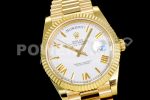 Rolex Day Date 40 YG 904L Steel GMF 1:1 Best Edition White Roman Dial on YG Bracelet A2836 Super Clone Watch - Image 2