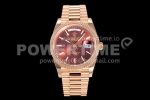 Rolex Day Date 40 RG 904L Steel EWF 1:1 Best Edition Brown Textured Dial on RG Bracelet A2836 Super Clone Watch