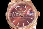 Rolex Day Date 40 RG 904L Steel EWF 1:1 Best Edition Brown Textured Dial on RG Bracelet A2836 Super Clone Watch - Image 5