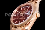 Rolex Day Date 40 RG 904L Steel EWF 1:1 Best Edition Brown Textured Dial on RG Bracelet A2836 Super Clone Watch - Image 6