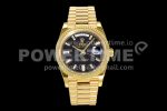 Rolex Day Date 40 YG 904L Steel EWF 1:1 Best Edition Black Crystal Dial on YG Bracelet A2836 Super Clone Watch