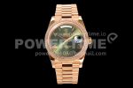 Rolex Day Date 40 RG 904L Steel JDF 1:1 Best Edition Green Dial on RG Bracelet A2836 Super Clone Watch