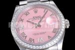Rolex DateJust 36 SS 126284 Diamonds Bezel EWF 1:1 Best Edition Pink Dial Roman Markers on Oyster Bracelet A3235 Super Clone Watch - Image 3