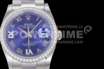 Rolex DateJust 36 SS 126284 Diamonds Bezel EWF 1:1 Best Edition Blue Dial Roman Markers on Oyster Bracelet A3235 Super Clone Watch - Image 3