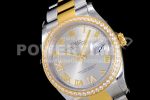 Rolex DateJust 36 SS/YG 126283 Diamonds Bezel EWF 1:1 Best Edition Silver Dial Roman Markers on Oyster Bracelet A3235 Super Clone Watch - Image 4