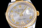 Rolex DateJust 36 SS/YG 126283 Diamonds Bezel EWF 1:1 Best Edition Silver Dial Roman Markers on Oyster Bracelet A3235 Super Clone Watch - Image 2