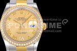 Rolex DateJust 36 SS/YG 126283 Diamonds Bezel EWF 1:1 Best Edition Gold Dial Roman Markers on Oyster Bracelet A3235 Super Clone Watch - Image 3