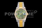 Rolex DateJust 36 SS/YG 126283 Diamonds Bezel EWF 1:1 Best Edition Green Dial Roman Markers on Oyster Bracelet A3235 Super Clone Watch