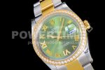Rolex DateJust 36 SS/YG 126283 Diamonds Bezel EWF 1:1 Best Edition Green Dial Roman Markers on Oyster Bracelet A3235 Super Clone Watch - Image 4