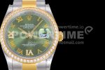 Rolex DateJust 36 SS/YG 126283 Diamonds Bezel EWF 1:1 Best Edition Green Dial Roman Markers on Oyster Bracelet A3235 Super Clone Watch - Image 3