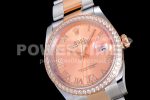 Rolex DateJust 36 SS/RG 126281 Diamonds Bezel EWF 1:1 Best Edition Rose Gold Dial Roman Markers on Oyster Bracelet A3235 Super Clone Watch - Image 5