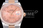 Rolex DateJust 36 SS/RG 126281 Diamonds Bezel EWF 1:1 Best Edition Rose Gold Dial Roman Markers on Oyster Bracelet A3235 Super Clone Watch - Image 3
