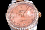 Rolex DateJust 36 SS/RG 126281 Diamonds Bezel EWF 1:1 Best Edition Rose Gold Dial Roman Markers on Oyster Bracelet A3235 Super Clone Watch - Image 2