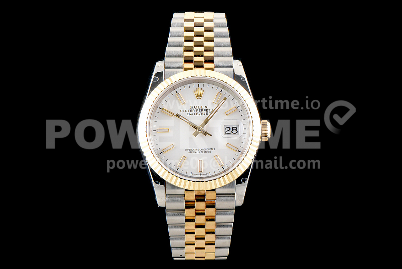 Rolex DateJust 36 SS/YG 126233 GMF Gold Wrapped 904L Steel White Dial Stick Markers on Jubilee Bracelet SA3235 Super Clone Watch