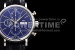 IWC Portofino Chrono SS ‘150 Years’ TWF Best Edition Blue Dial on Black Leather Strap A7750 Super Clone Watch - Image 4