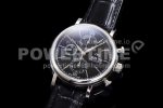 IWC Portofino Chronograph SS Black Dial on Black Leather Strap A7750 Super Clone Watch - Image 3