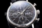 IWC Portofino Chronograph SS Black Dial on Black Leather Strap A7750 Super Clone Watch - Image 6