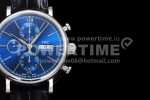 IWC Portofino Chrono SS ‘150 Years’ TWF Best Edition Blue Dial on Black Leather Strap A7750 Super Clone Watch - Image 4
