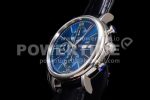 IWC Portofino Chrono SS ‘150 Years’ TWF Best Edition Blue Dial on Black Leather Strap A7750 Super Clone Watch - Image 9