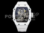 Richard Mille RM027-02 Nadal Real Tourbillon RMF Best Edition White Forge Carbon Black Inner Bezel on White Rubber Strap Super Clone Watch