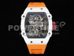 Richard Mille RM027-02 Nadal Real Tourbillon RMF Best Edition White Forge Carbon Black Inner Bezel on Orange Rubber Strap Super Clone Watch