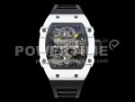 Richard Mille RM027-02 Nadal Real Tourbillon RMF Best Edition White Forge Carbon Black Inner Bezel on Black Rubber Strap Super Clone Watch