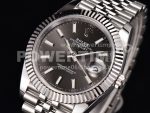 Rolex DateJust 41 SS Fluted Bezel KING 1:1 Best Edition 904L Steel Gray Stick Dial on Jubilee Bracelet VR3235 Super Clone Watch - Image 2
