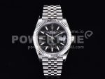 Rolex DateJust 41 SS Fluted Bezel KING 1:1 Best Edition 904L Steel Black Stick Dial on Jubilee Bracelet VR3235 Super Clone Watch