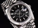 Rolex DateJust 41 SS Fluted Bezel KING 1:1 Best Edition 904L Steel Black Stick Dial on Jubilee Bracelet VR3235 Super Clone Watch - Image 2