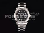 Rolex DateJust 41 SS Fluted Bezel KING 1:1 Best Edition 904L Steel Black Dial on Oyster Bracelet VR3235 Super Clone Watch