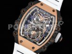Richard Mille RM21-01 RG Tourbillon RMF Best Edition Skeleton Dial on White Rubber Strap Super Clone Watch - Image 4