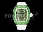 Richard Mille Replica Watches RM56-01 Green Transparent Tourbillon RMF Skeleton Dial White Rubber Strap 1:1 Fake watches Super Clone Watch