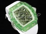 Richard Mille Replica Watches RM56-01 Green Transparent Tourbillon RMF Skeleton Dial White Rubber Strap 1:1 Fake watches Super Clone Watch - Image 2