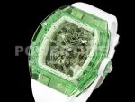 Richard Mille Replica Watches RM56-01 Green Transparent Tourbillon RMF Skeleton Dial White Rubber Strap 1:1 Fake watches Super Clone Watch - Image 3