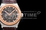 Zenith Defy Classic LF 1:1 Best Edition Skeleton Black Dial Rose gold Bezel on Brown Gummy Strap A2892 Super Clone Watch - Image 4