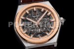 Zenith Defy Classic LF 1:1 Best Edition Skeleton Black Dial Rose gold Bezel on Brown Gummy Strap A2892 Super Clone Watch - Image 6