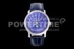 Blancpain Villeret 6654 SS Complicated Function OMF 1:1 Best Edition Blue Dial on Blue Leather Strap A6654 Super Clone Watch V3