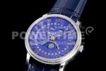 Blancpain Villeret 6654 SS Complicated Function OMF 1:1 Best Edition Blue Dial on Blue Leather Strap A6654 Super Clone Watch V3 - Image 4