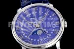 Blancpain Villeret 6654 SS Complicated Function OMF 1:1 Best Edition Blue Dial on Blue Leather Strap A6654 Super Clone Watch V3 - Image 2