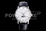 Blancpain Villeret 6654 SS Complicated Function OMF 1:1 Best Edition White Dial on Black Leather Strap A6654 Super Clone Watch V3