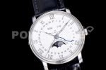 Blancpain Villeret 6654 SS Complicated Function OMF 1:1 Best Edition White Dial on Black Leather Strap A6654 Super Clone Watch V3 - Image 2