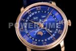 Blancpain Villeret 6654 RG Complicated Function OMF 1:1 Best Edition Blue Dial on Blue Leather Strap A6654 Super Clone Watch V3 - Image 5