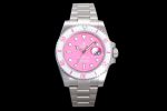 Submariner Sandblasted DIWF Best Edition White Bezel Pink Dial on SS Bracelet VR3135
