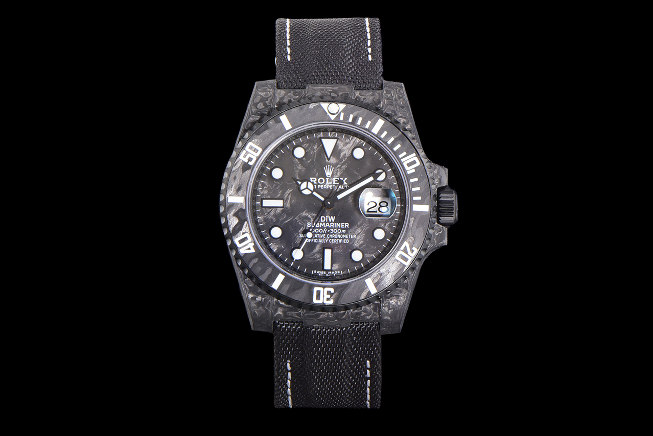 Submariner DIW Carbon VSF 1:1 Best Edition Black/White Dial on Black Nylon Strap VS3135
