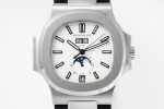 Nautilus 5726 Complicated SS PPF 1:1 Best Edition White Textured Dial on Black Rubber Strap A324 - Image 3