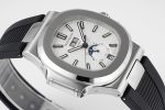 Nautilus 5726 Complicated SS PPF 1:1 Best Edition White Textured Dial on Black Rubber Strap A324 - Image 5
