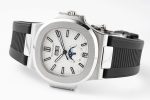Nautilus 5726 Complicated SS PPF 1:1 Best Edition White Textured Dial on Black Rubber Strap A324 - Image 8