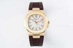 Nautilus 5711/1R PPF 1:1 Best Edition White Textured Dial on Brown Rubber Strap